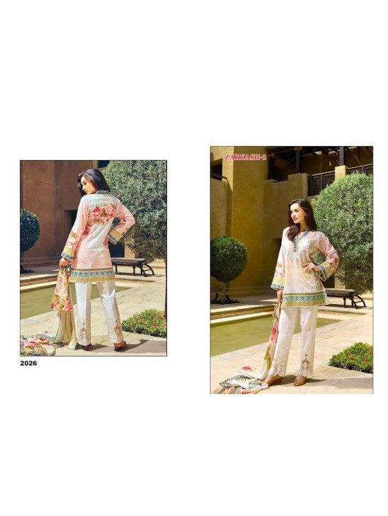 ZK2026 ZARKASH-3 PRINTED CAMBRIC COTTON/LAWN SALWAR KAMEEZ SUIT