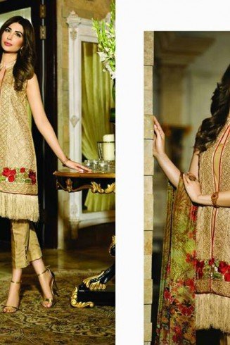 Zarqash Pakistani Gold Designer Readmade Suit 