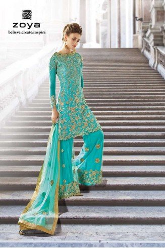 Turquoise Indowestern Gown Ethnic Wedding Dress