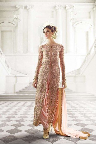 Rose Pink Party Gown Indian Designer Wedding Dress