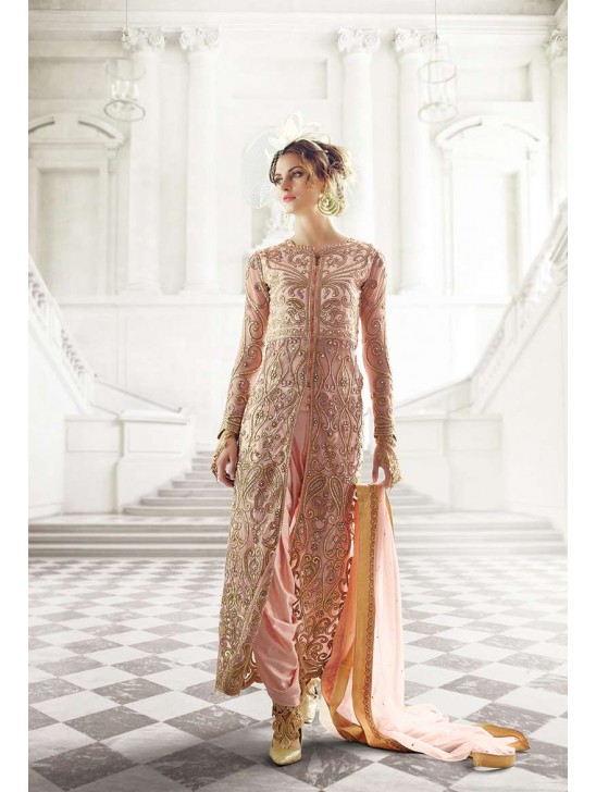 Rose Pink Party Gown Indian Designer Wedding Dress