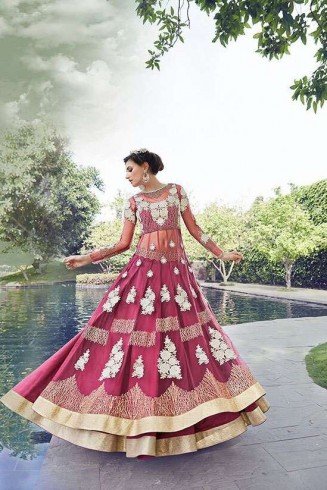 Hot Pink Embroidered Lehenga Indian Wedding Attire