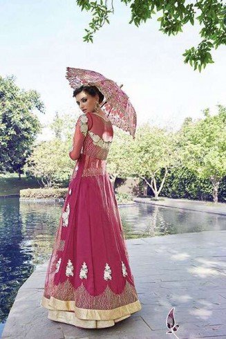 Hot Pink Embroidered Lehenga Indian Wedding Attire