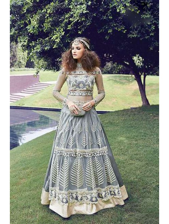 Gorgeous Grey Pakistani Designer Lehenga Bridal Dress