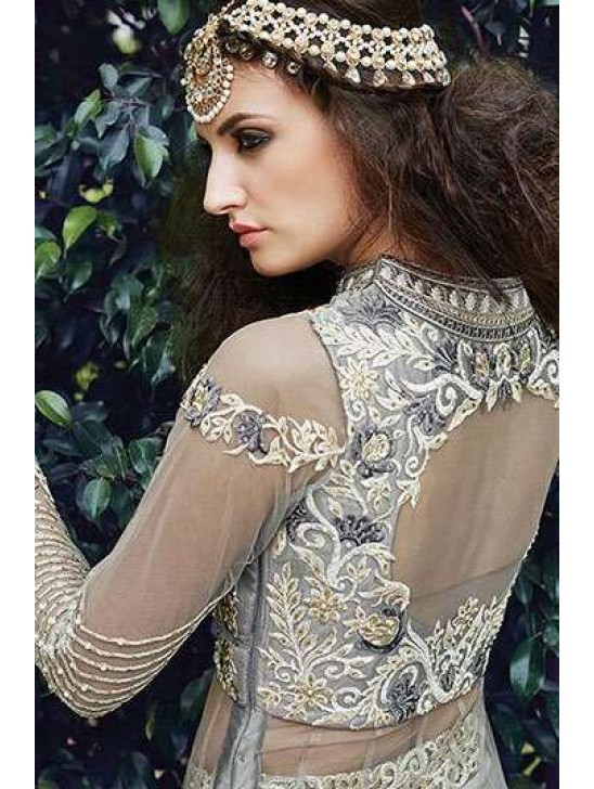 Gorgeous Grey Pakistani Designer Lehenga Bridal Dress