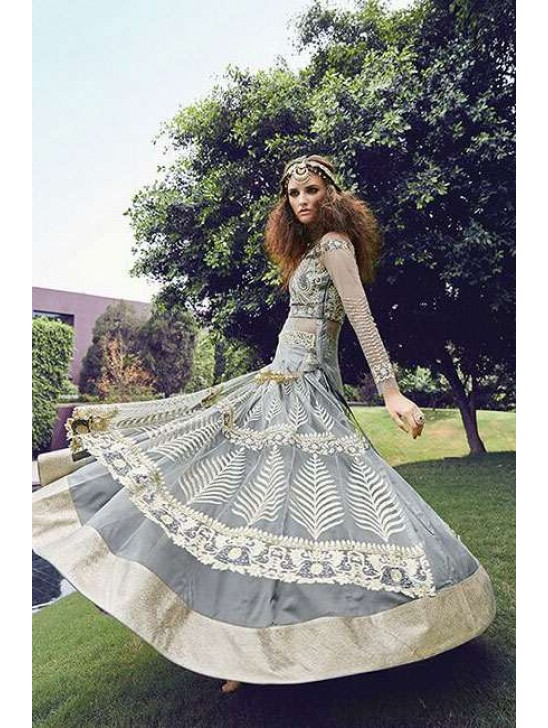 Gorgeous Grey Pakistani Designer Lehenga Bridal Dress