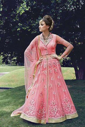 Pink Pakistani Designer Lehenga Wedding Outfit 